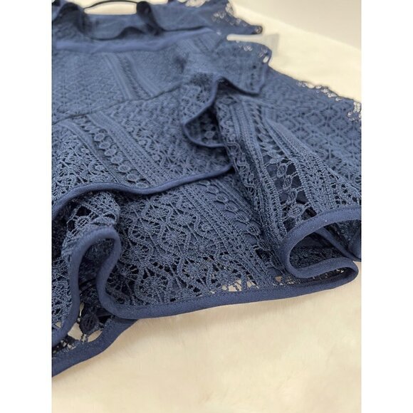 NWT Chelsea28 Size XS Tie Strap Lace Mix Dress Navy Sapphire MSRP $159 - Picture 13 of 14
